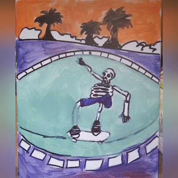 Custom Painted 11 x 14 on Canvas Called "Ride or Die" Great for Kids Rooms - Picture 2 of 2